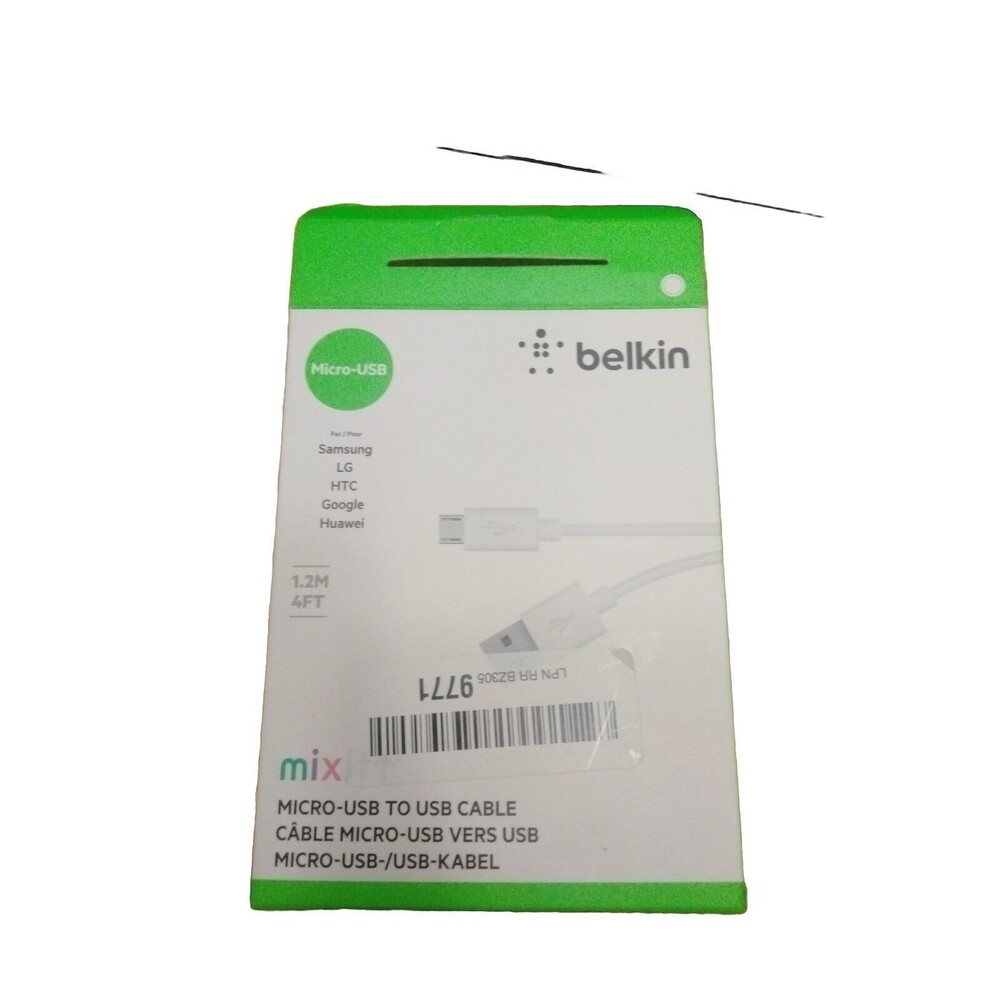 New! Belkin Mixit Micro-USB To USB Cable 4FT/1.2M - White - For Mobile Devices